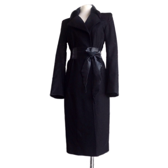 Black Wool Designer Coat - Picture 2 of 8